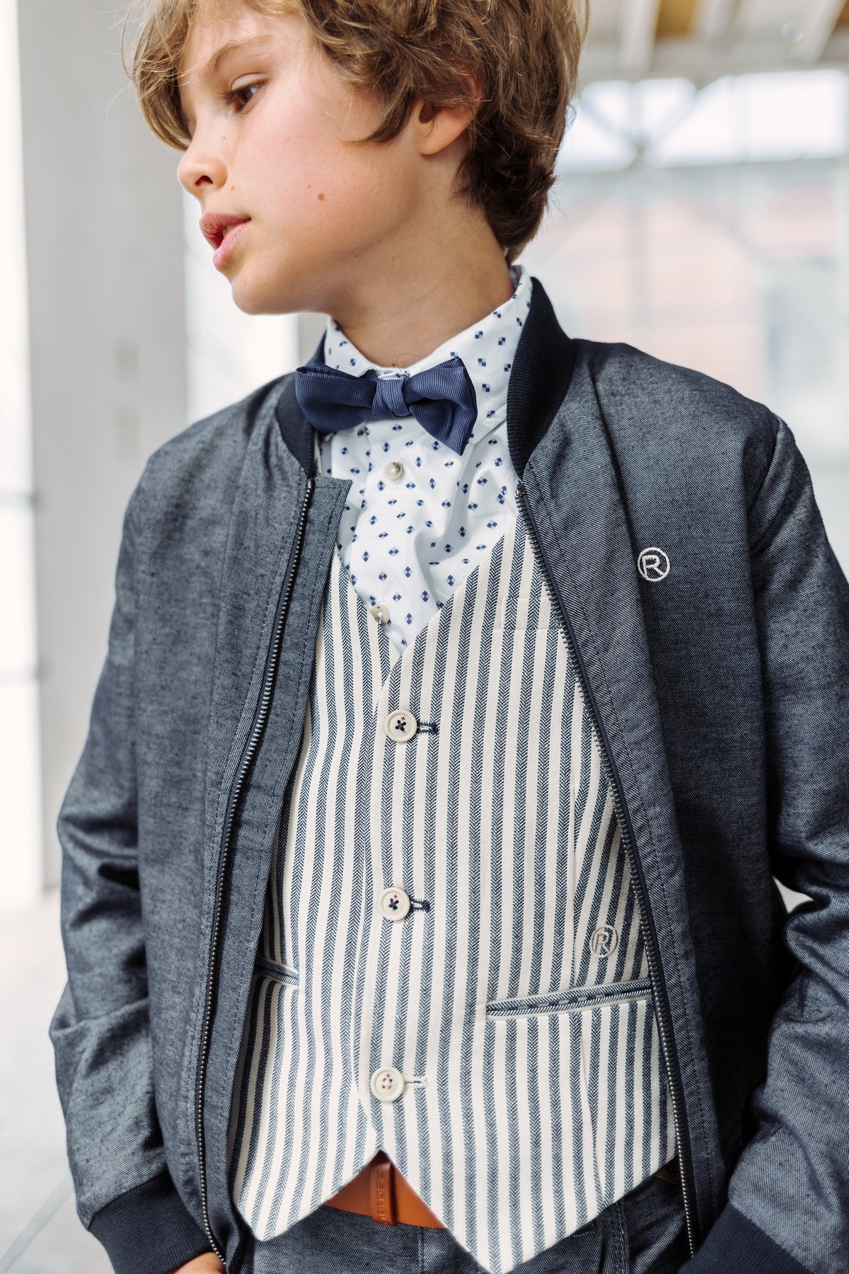 George gilet navy/wit streep