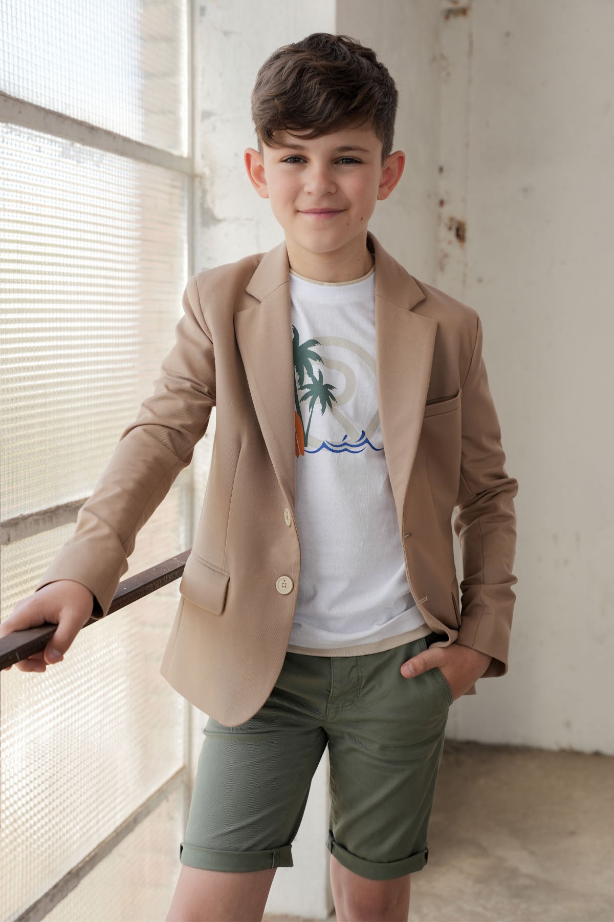 Pablo wit t-shirt met palmtree print