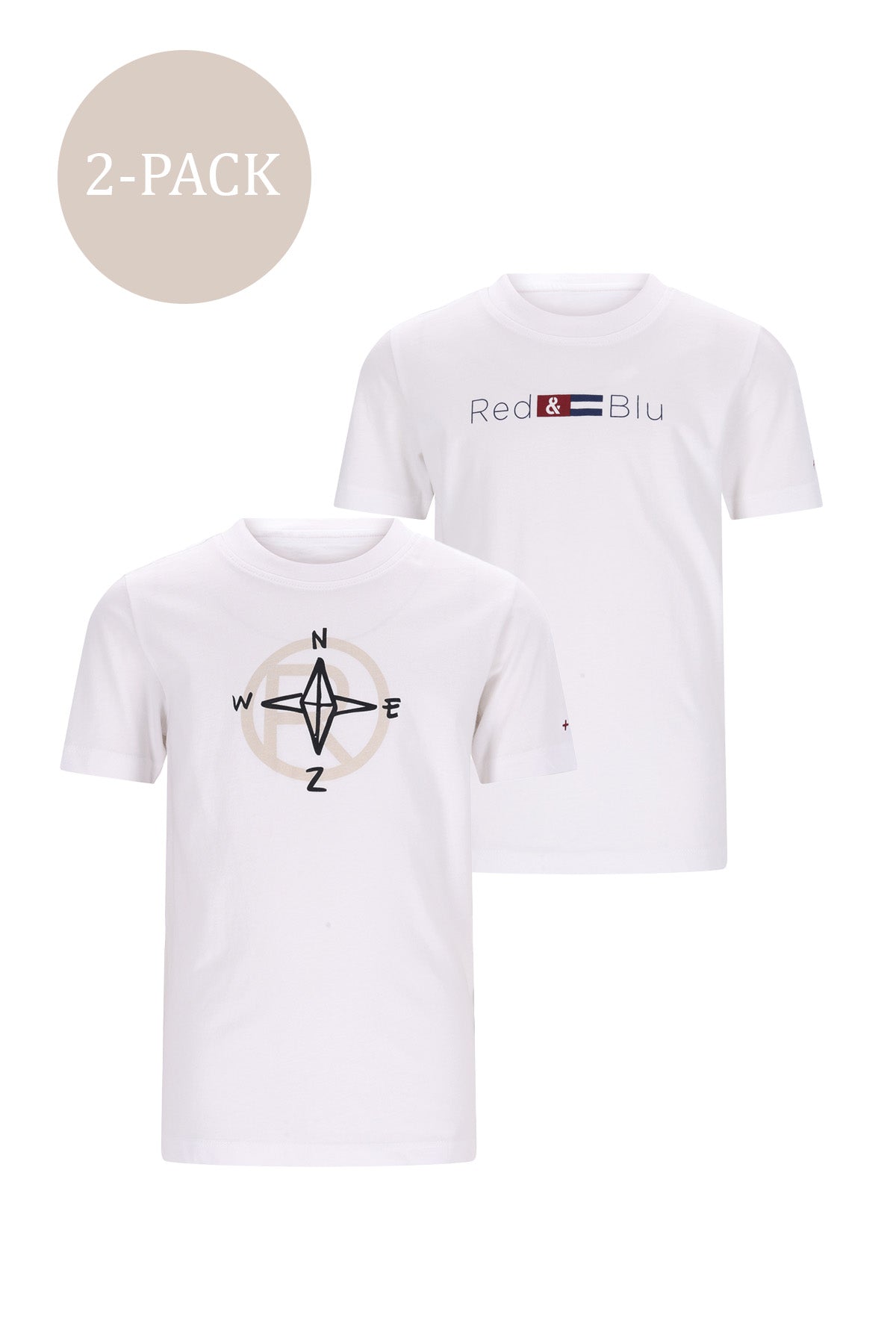 T-shirt 2-pack TOM met kompas- en logoprrint